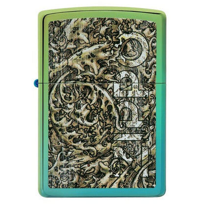 Zippo Ocean Waves Zippo Logo, High Polish Teal, Windproof Lighter #49416