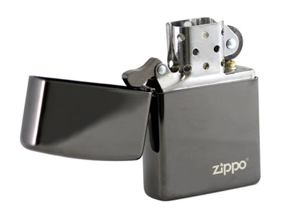 Zippo Ebony w/Logo Lighter, Black High Polish #24756ZL