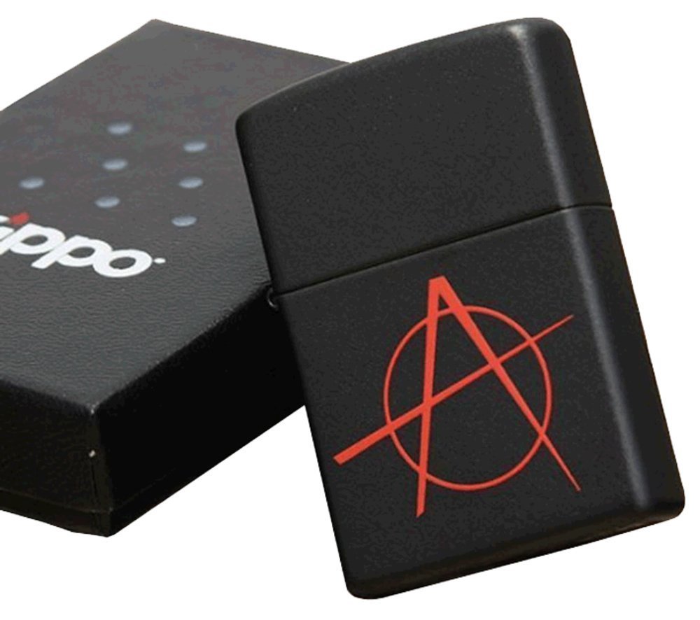 Zippo Anarchy Symbol Lighter, Black Matte, Windproof #20842