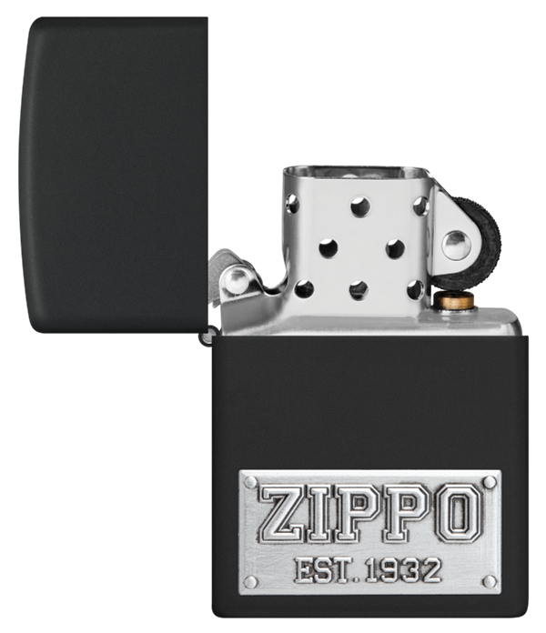 Zippo Logo Est. 1932 Emblem Design, Black Matte Lighter #48689