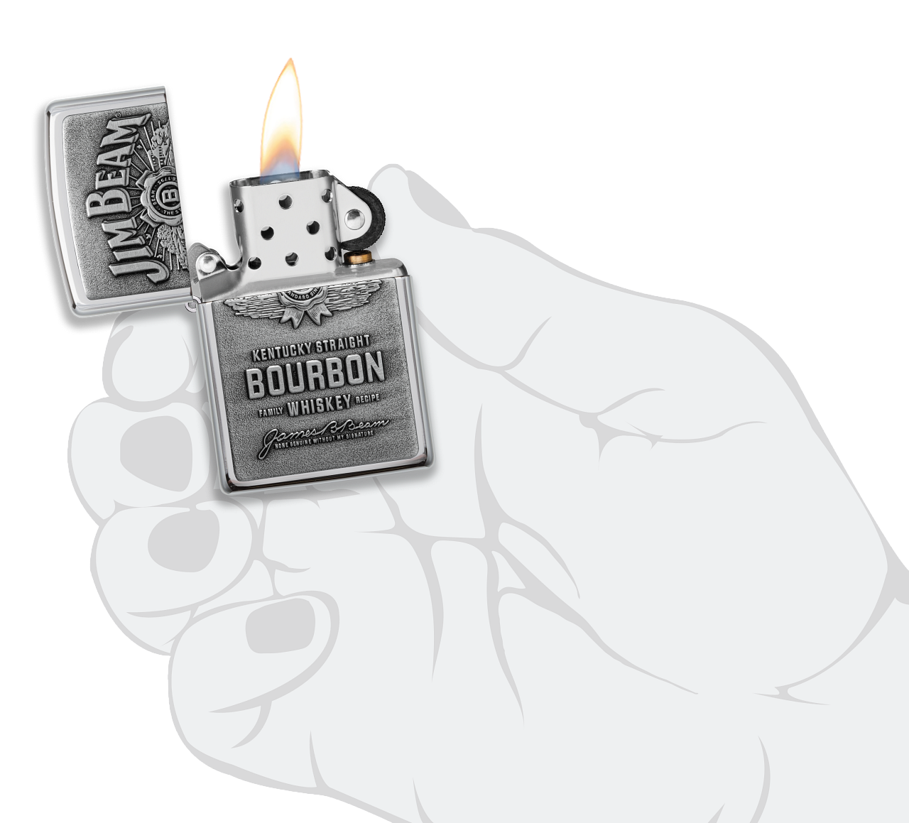 Zippo Jim Beam Bourbon Whiskey Emblem, High Polish Chrome Lighter #250JB.928