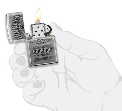 Zippo Jim Beam Bourbon Whiskey Emblem, High Polish Chrome Lighter #250JB.928