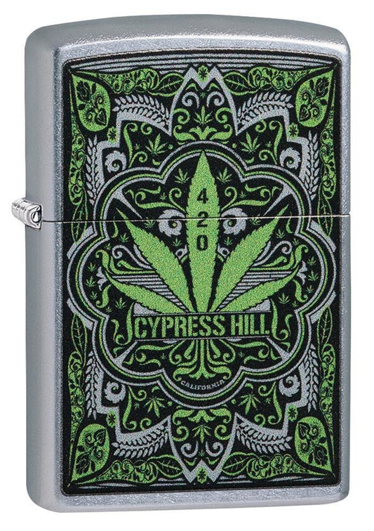 Zippo Cypress Hill Cannabis, Street Chrome, Genuine Windproof Lighter #49010