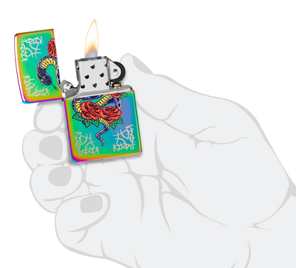 Zippo Snake and Roses Tattoo, Multi Color Lighter #48395