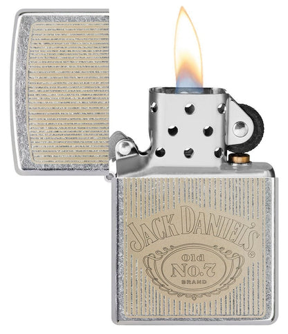 Zippo Jack Daniels Laser Engrave Logo, Street Chrome Finish Lighter #49833