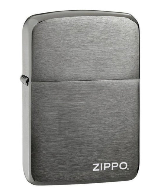 Zippo 1941 Replica Lighter, w/ Logo, Black Ice Finish, Windproof #24485