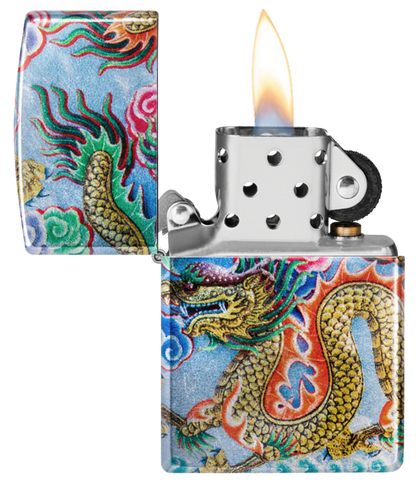 Zippo Asian Dragon 540 Tumbled Chrome Fusion Design Lighter #48575