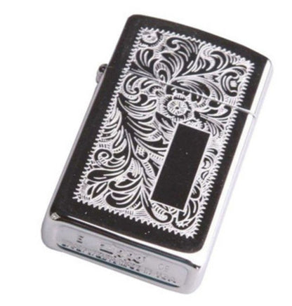 Zippo Slim Chrome Venetian Design, Good For Engraving, Genuine Lighter #1652