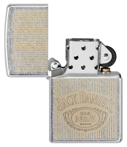 Zippo Jack Daniels Laser Engrave Logo, Street Chrome Finish Lighter #49833