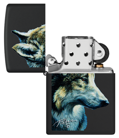 Zippo Linda Picken Wolf Design, Black Matte Lighter #48598