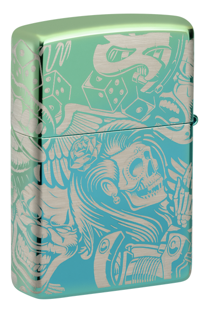 Zippo 540 Creative Tattoo Design, High Polish Teal Lighter #48410