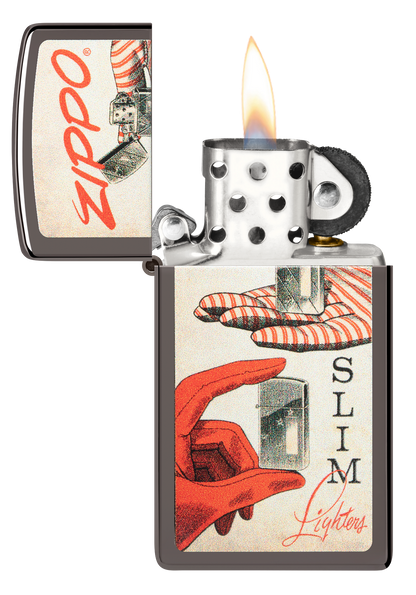 Zippo Slim Retro Design, Black Ice Lighter #48396