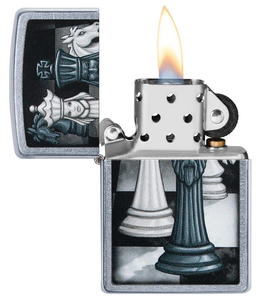 Zippo Chess Game Design, Street Chrome Finish Lighter #49601