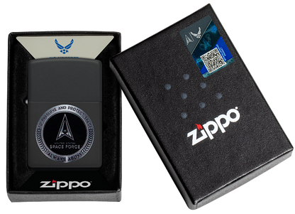 Zippo USA Space Force Logo Design, Black Matte Lighter #48548