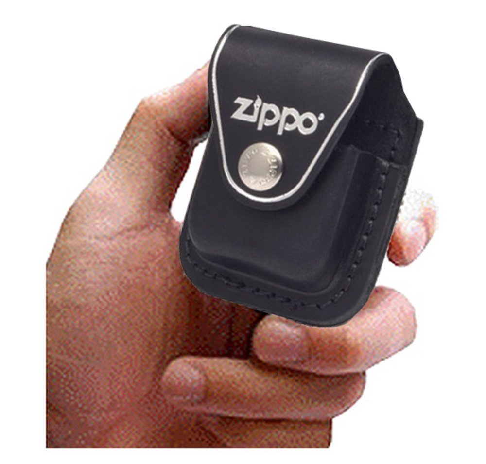 Zippo Clip-On Black Leather Pouch, For Zippo Lighters, Metal Belt Clip #LPCBK