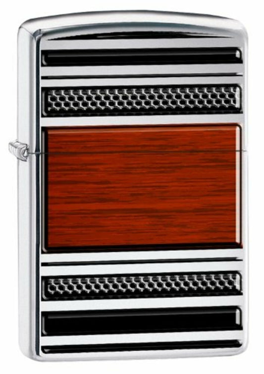 Zippo Steel And Wood Pipe Lighter, High Polish Chrome, Windproof #28676