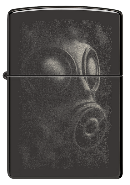 Zippo Gas Mask Design, High Polish Black Lighter #48588