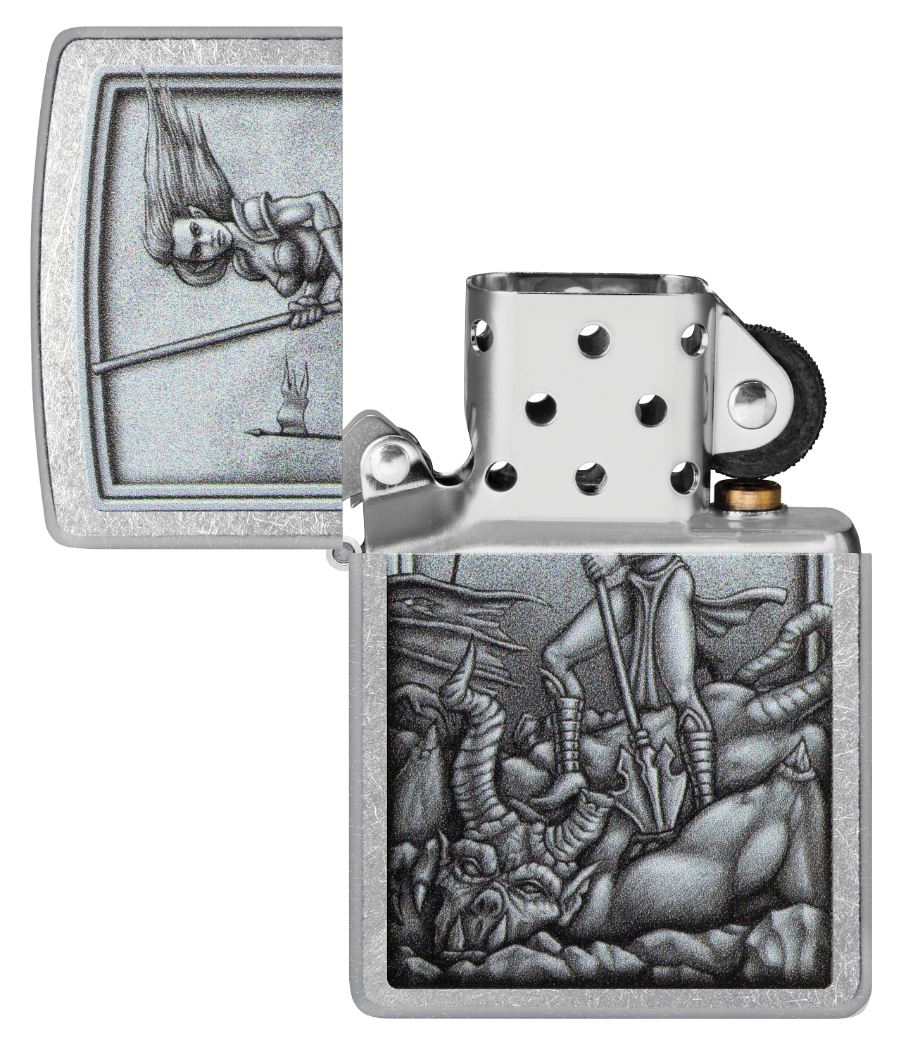 Zippo Mythological Warrior Design, Street Chrome Lighter #48371