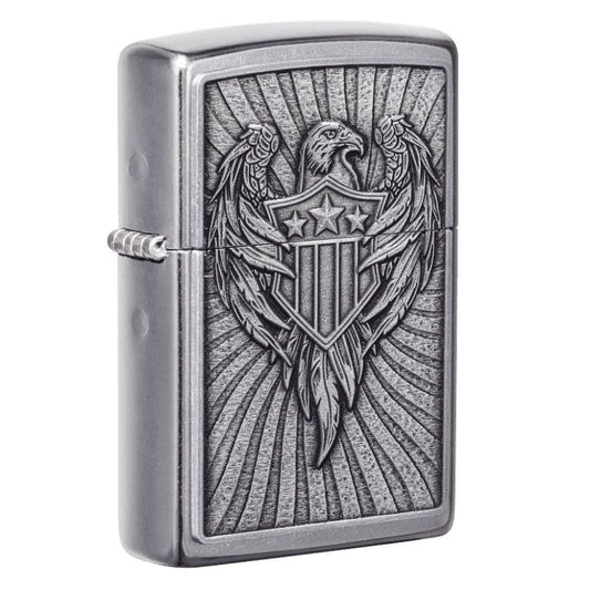 Zippo USA Eagle Emblem Street Chrome Finish, Windproof Lighter #49450