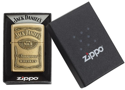 Zippo Jack Daniels Tennessee Whiskey Emblem, High Polish Brass Lighter #254BJD.428