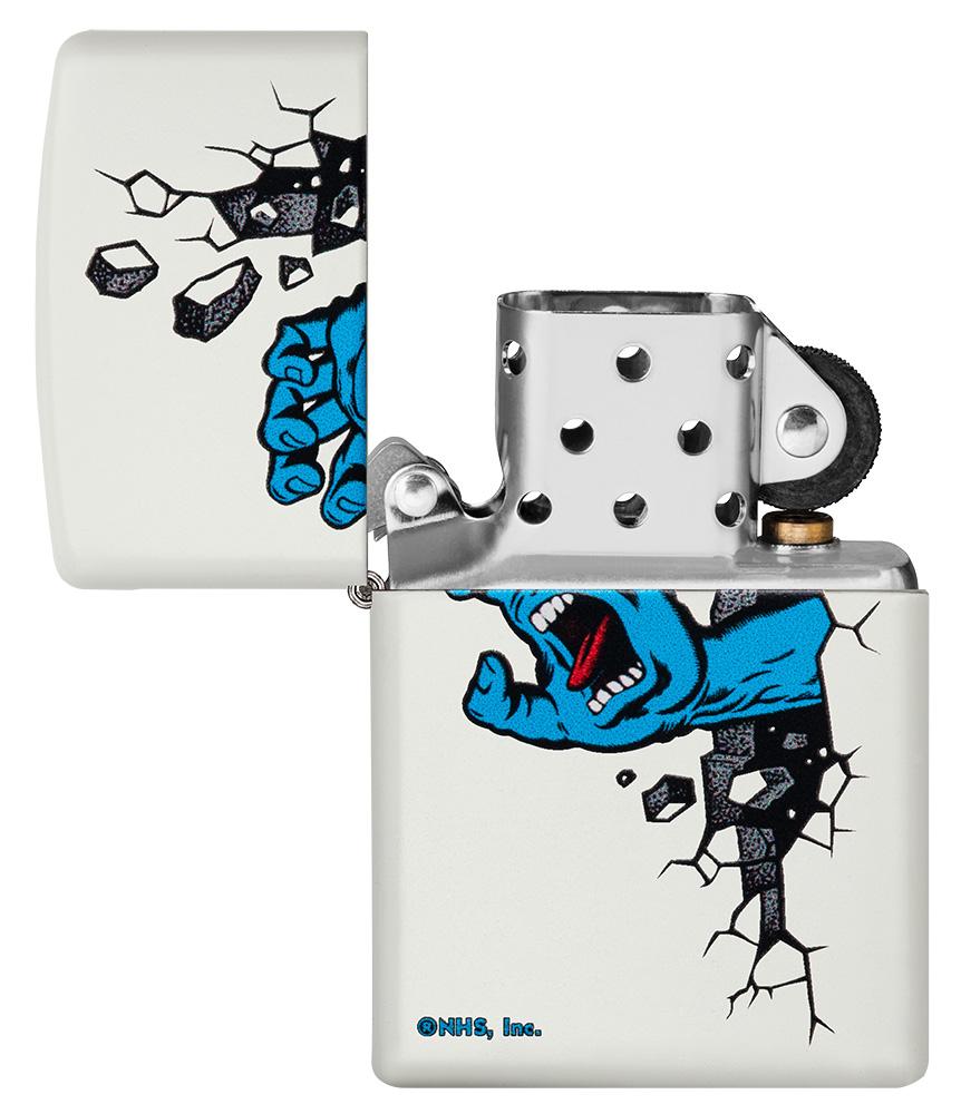 Zippo Santa Cruz Skateboards Screaming Hand, White Matte Finish Lighter #49614