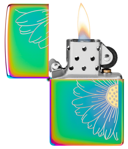 Zippo Flower Laser Two-Tone Design, Multi Color Lighter #48668