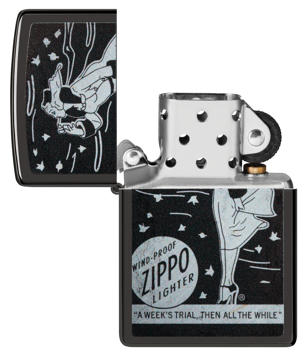 Zippo Windy Girl, High Polish Black Lighter #48456