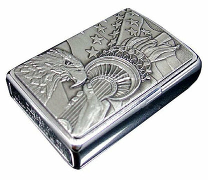 Zippo Something Patriotic Emblem Lighter, Brushed Chrome #20895