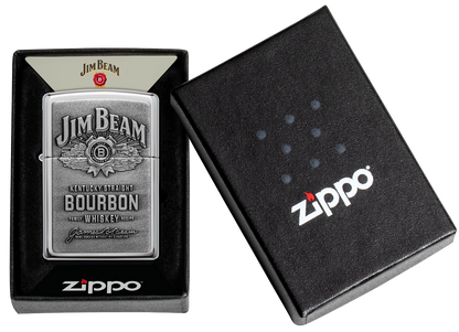 Zippo Jim Beam Bourbon Whiskey Emblem, High Polish Chrome Lighter #250JB.928