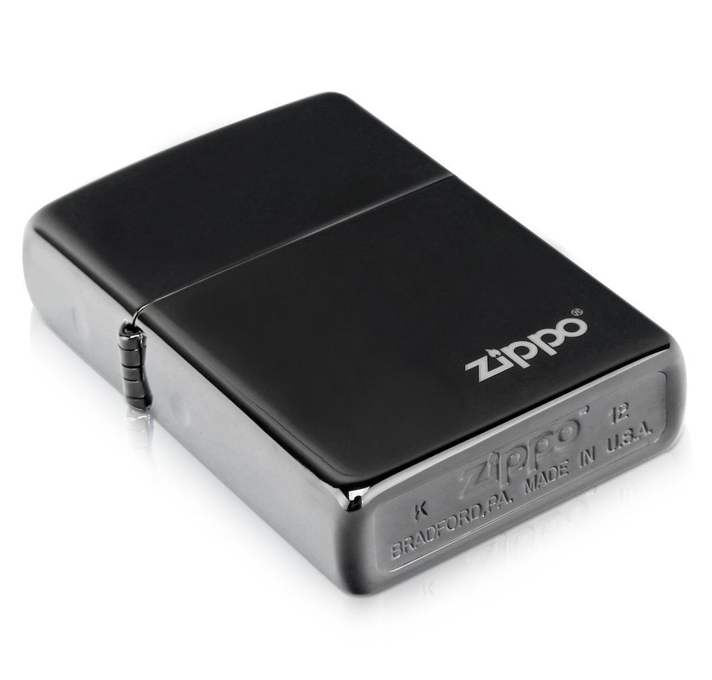 Zippo Ebony w/Logo Lighter, Black High Polish #24756ZL