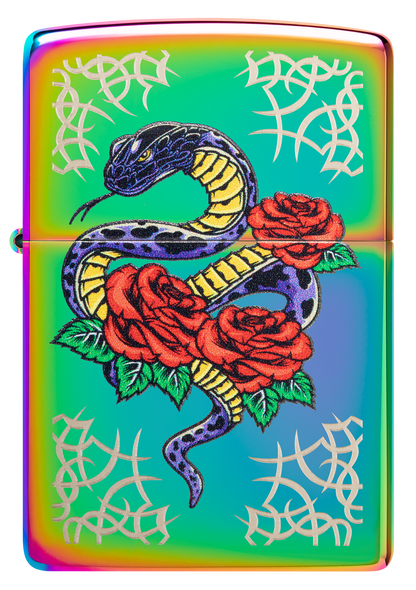 Zippo Snake and Roses Tattoo, Multi Color Lighter #48395