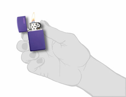 Zippo Slim Purple Matte Finish with Zippo Logo, Windproof Lighter #1637ZL