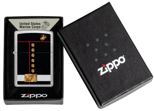 Zippo USA Marines Uniform Design, Street Chrome Lighter #48550