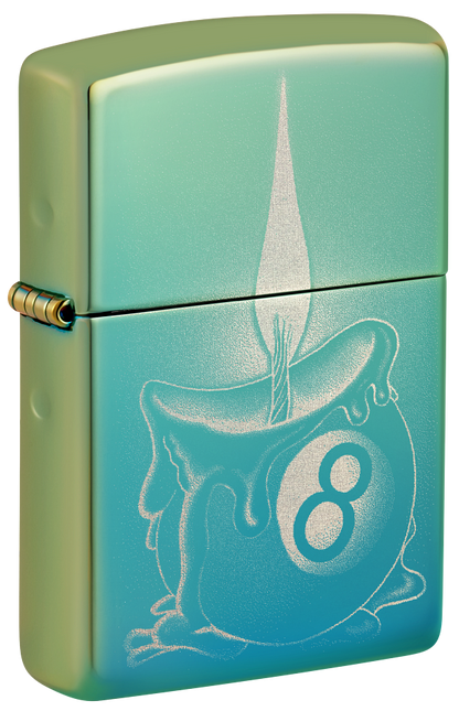 Zippo 8-Ball Candle Wax Design, High Polish Teal Lighter #48615