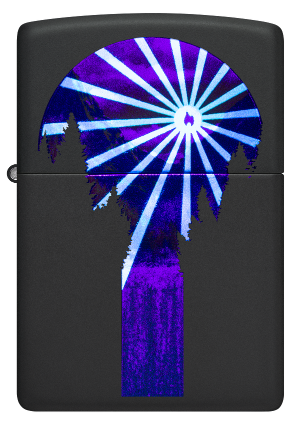 Zippo Mountain View Black Light Design, Black Matte Lighter #48676