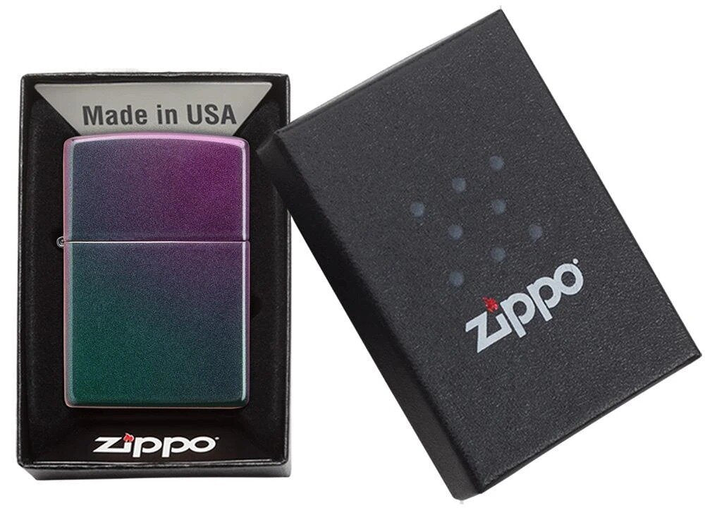 Zippo Iridescent Violet Satin Finish Genuine Windproof Pocket Lighter NEW #49146