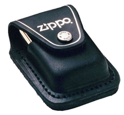 Zippo Clip-On Black Leather Pouch, For Zippo Lighters, Metal Belt Clip #LPCBK