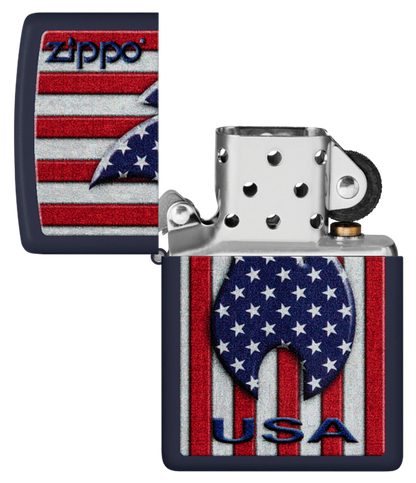 Zippo USA Flag Stars and Stripes Design, Navy Matte Lighter #48560