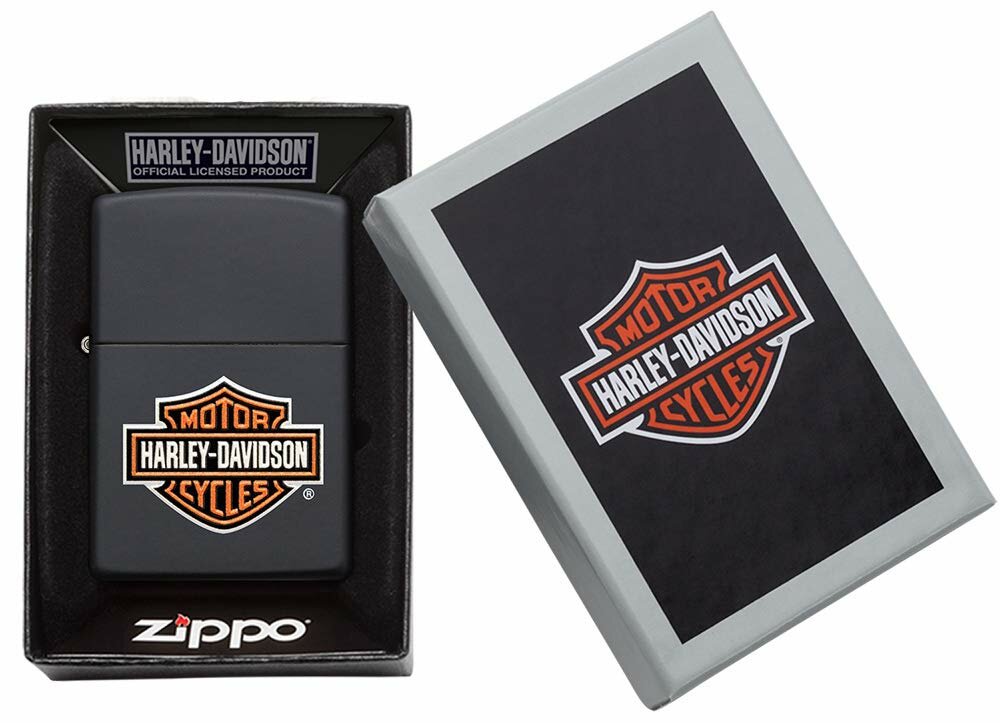 Zippo Harley Davidson Emblem Black Matte Finish Genuine Windproof Lighter #49196