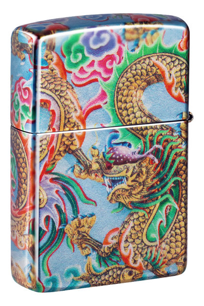 Zippo Asian Dragon 540 Tumbled Chrome Fusion Design Lighter #48575