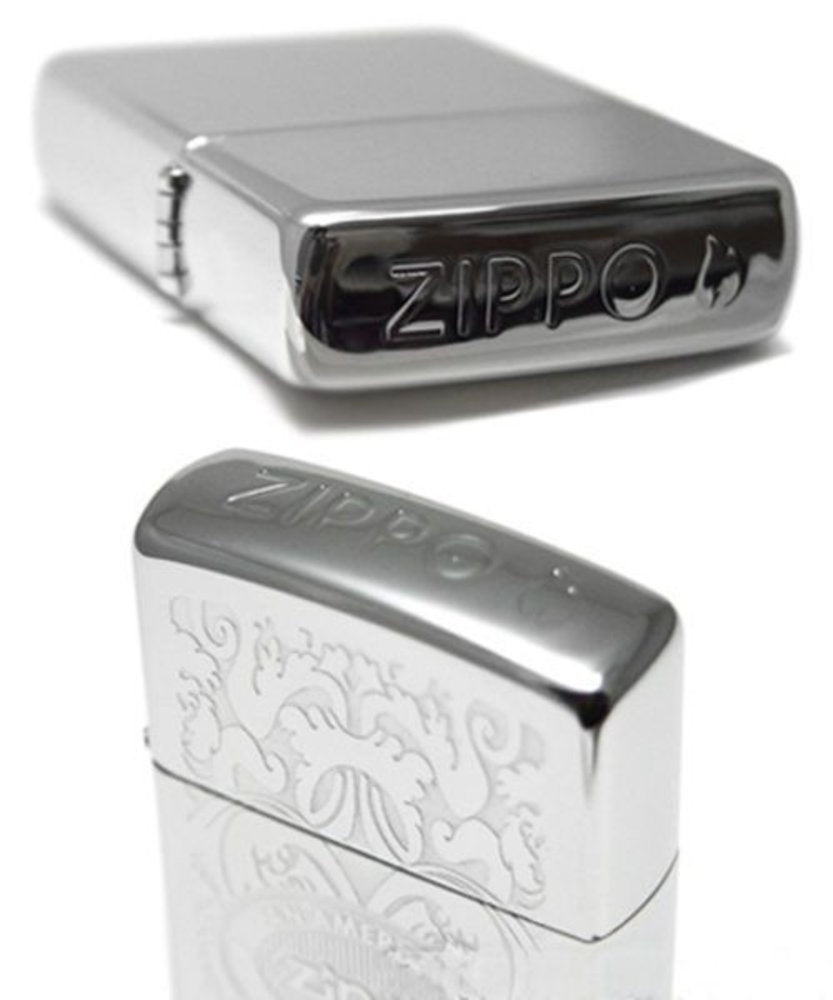 Zippo Logo Crown Stamp Classy Elegant Filigree, Genuine Windproof Lighter #24751