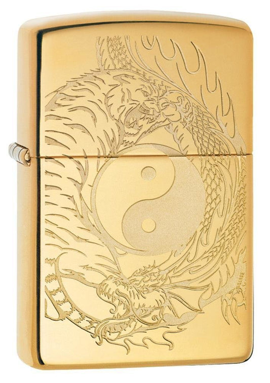 Zippo Tiger & Dragon, Yin & Yang, Engraved, Genuine Windproof Lighter #49024