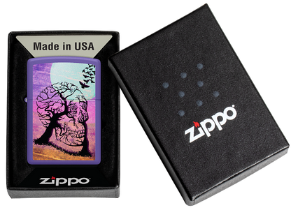 Zippo Skull in Tree Illusion, Purple Matte Lighter #48638