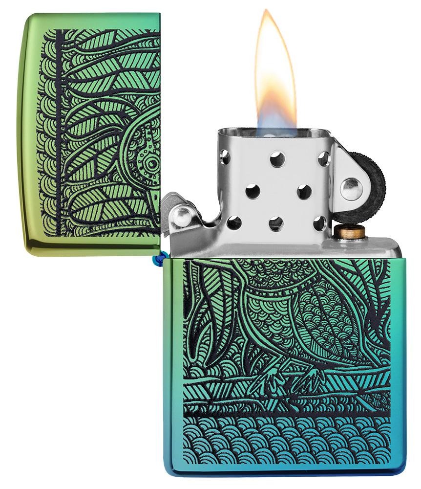 Zippo John Smith Gumbula Bird, High Polish Teal Finish Lighter #49611