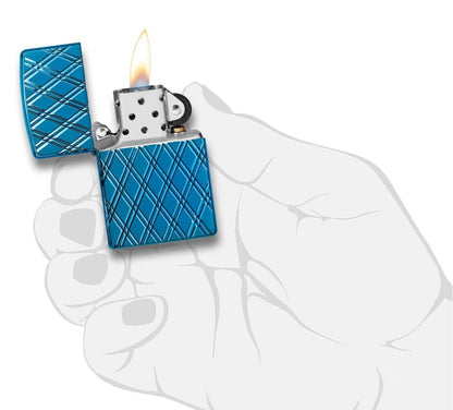 Zippo High Polish Blue Diamonds, High Polish Blue Armor Lighter #29964