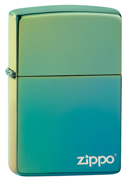 Zippo Classic High Polish Teal Zippo Logo Base Model Lighter #49191ZL