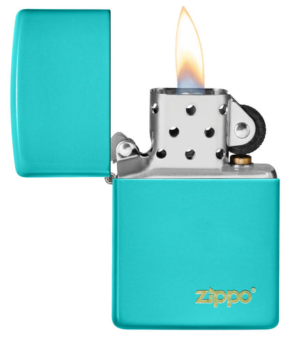 Zippo Flat Turquoise Base Model with Zippo Logo, Windproof Lighter #49454ZL