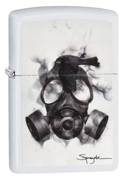 Zippo Spazuk Gas Mask With Bird Lighter, White Matte #29646