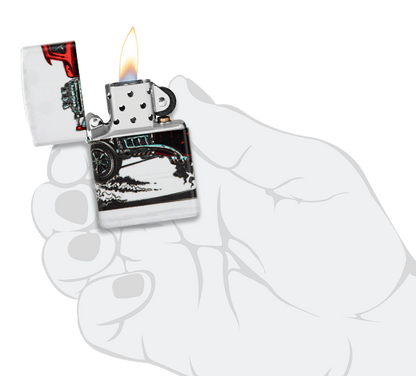 Zippo Classic Hot Rod 540 Design, White Matte Lighter #48660