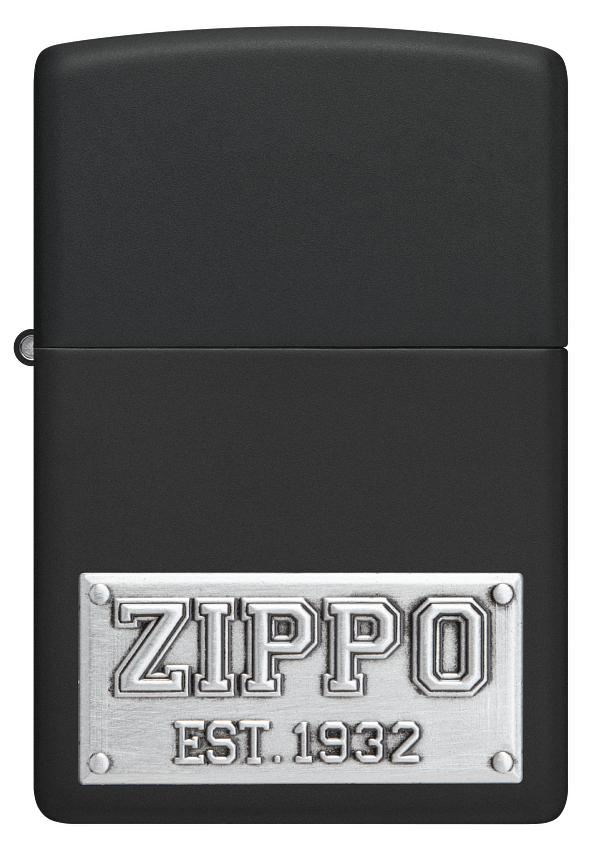 Zippo Logo Est. 1932 Emblem Design, Black Matte Lighter #48689